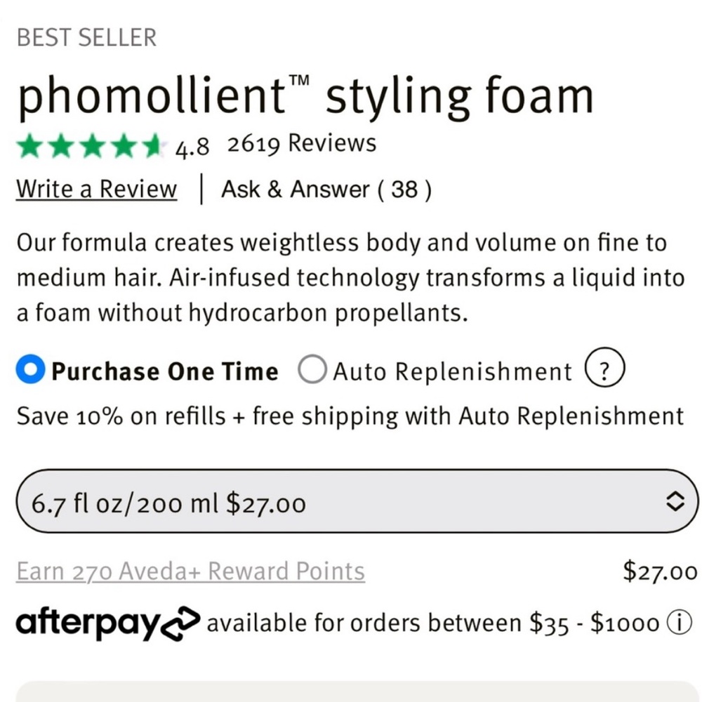New Aveda Phomollient Styling Foam with pump - Picture 2 of 2